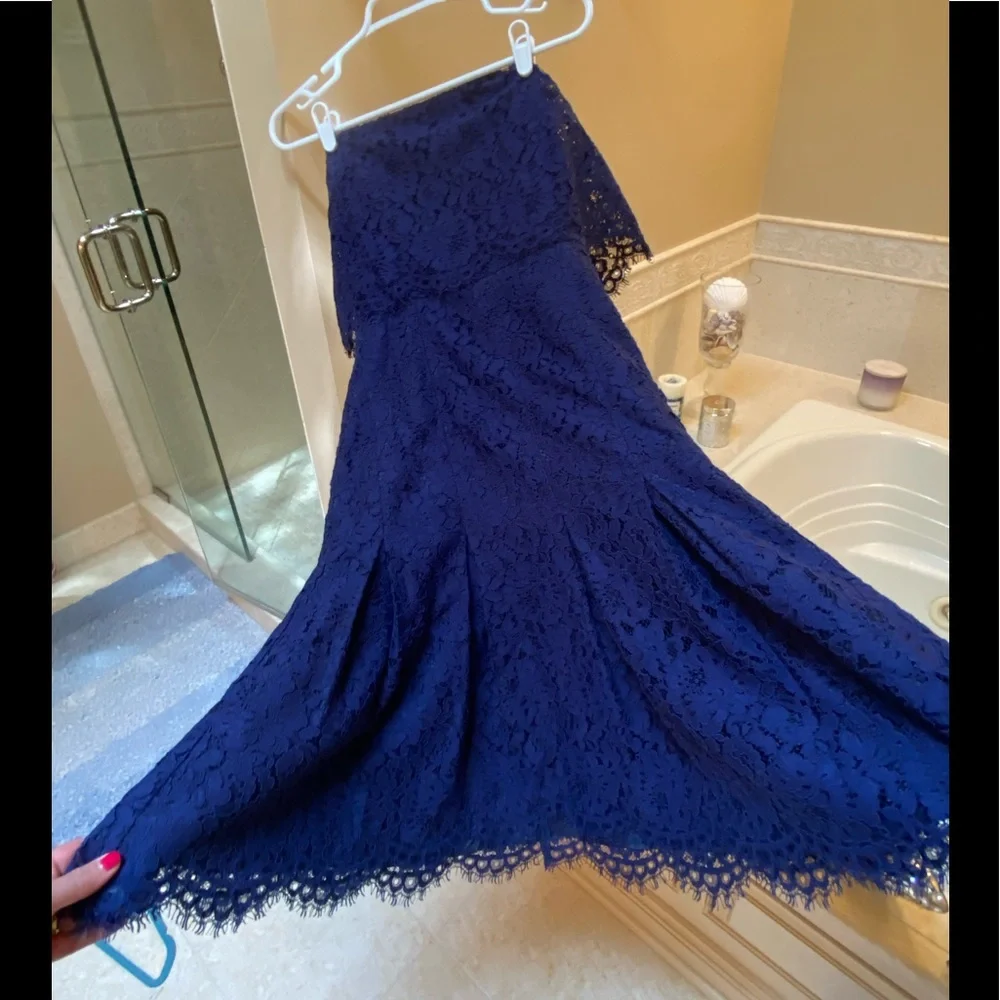 Gorgeous Pristine Chic Fitted Sexy Shoshanna Classy Strapless Blue Lacy Dress - Picture 8 of 14